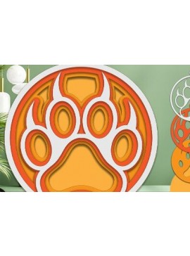 Intra απο ξύλο plywood 3mm-4mm πάχος Τρισδιάστατο πόδι σκύλου με κομμένο λέιζερ Δίασταση 30x20 cm INTRAFABR-46732862