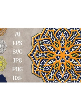 Σετ των 2 Intra απο ξύλο plywood 3mm-4mm πάχος 3D Layer Mandala Δίασταση 30x30 cm INTRAFABR-58719794