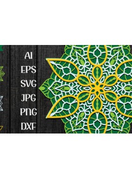 Σετ των 2 Intra απο ξύλο plywood 3mm-4mm πάχος 3D Layer Mandala Δίασταση 30x30 cm INTRAFABR-58719810