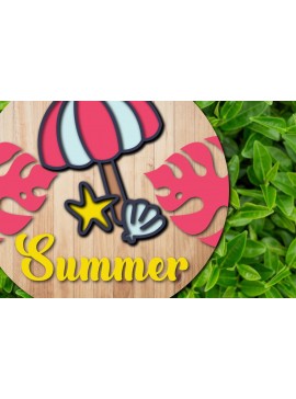 Intra απο ξύλο plywood 3mm-4mm πάχος κοπής 3d Layer Summer Round Sign Δίασταση 30x20 cm INTRAFABR-31085980