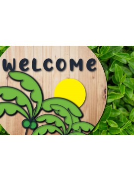 Σετ των 2 Intra απο ξύλο plywood 3mm-4mm πάχος κοπής 3d Layer Summer Round Sign Δίασταση 30x20 cm INTRAFABR-31091891