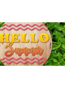 Σετ των 2 Intra απο ξύλο plywood 3mm-4mm πάχος κοπής 3d Layer Summer Round Sign Δίασταση 30x20 cm INTRAFABR-31094842