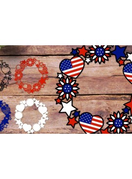 Intra απο ξύλο plywood 3mm-4mm πάχος Τρισδιάστατο Πατριωτικό Στεφάνι 4ης Ιουλίου Δίασταση 40x40 cm INTRAFABR-30871532