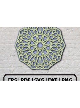 Σετ των 2 Intra απο ξύλο plywood 3mm-4mm πάχος 3D Layered Abstract Mandala Δίασταση 30x30 cm INTRAFABR-24589150