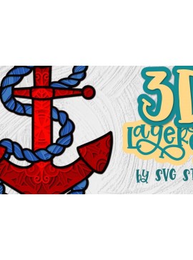 Σετ των 2 Intra απο ξύλο plywood 3mm-4mm πάχος 3D Layered Anchor Nautical Design Δίασταση 30x20 cm INTRAFABR-35436096