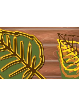 Σετ των 2 Intra απο ξύλο plywood 3mm-4mm πάχος 3D Layered Autumn Leaf Δίασταση 15x15 cm INTRAFABR-16968790