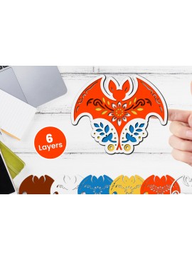 Σετ των 3 Intra απο ξύλο plywood 3mm-4mm πάχος Χαρτί νυχτερίδας με 3D στρώσεις, κοπής με λέιζερ Δίασταση 12x12 cm INTRAFABR-117090850