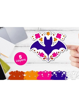 Σετ των 2 Intra απο ξύλο plywood 3mm-4mm πάχος Χαρτί νυχτερίδας με 3D στρώσεις, κοπής με λέιζερ Δίασταση 12x12 cm INTRAFABR-117090880