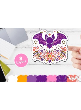 Σετ των 2 Intra απο ξύλο plywood 3mm-4mm πάχος Χαρτί νυχτερίδας με 3D στρώσεις, κοπής με λέιζερ Δίασταση 12x12 cm INTRAFABR-117090900