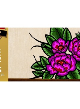 Σετ των 2 Intra απο ξύλο plywood 3mm-4mm πάχος Τρισδιάστατο μπουκέτο με τριαντάφυλλα Δίασταση 3000x3000 cm INTRAFABR-75610719