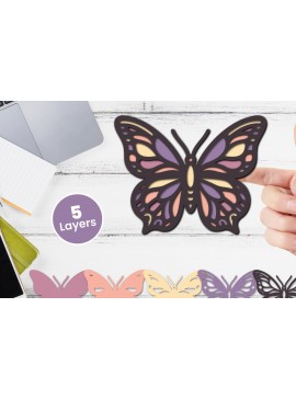 Σετ των 2 Intra απο ξύλο plywood 3mm-4mm πάχος Τρισδιάστατη κοπή χαρτιού πεταλούδας Δίασταση 12x12 cm INTRAFABR-117090071