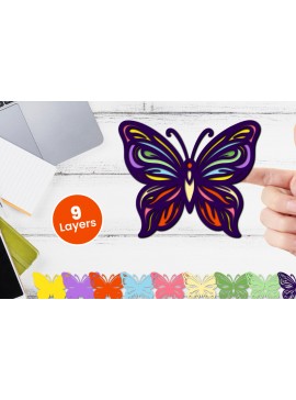 Σετ των 2 Intra απο ξύλο plywood 3mm-4mm πάχος Τρισδιάστατη κοπή χαρτιού πεταλούδας Δίασταση 12x12 cm INTRAFABR-117090080