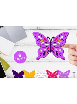 Σετ των 2 Intra απο ξύλο plywood 3mm-4mm πάχος Τρισδιάστατη κοπή χαρτιού πεταλούδας Δίασταση 12x12 cm INTRAFABR-117090055