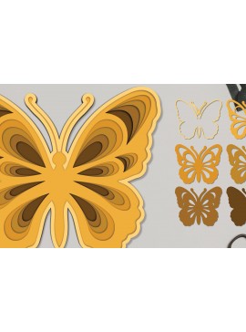 Σετ των 2 Intra απο ξύλο plywood 3mm-4mm πάχος 3d Layered Butterfly 1 Δίασταση 15x15 cm INTRAFABR-91376609