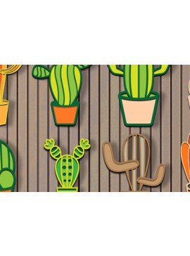 Intra απο ξύλο plywood 3mm-4mm πάχος Δέσμη κοπής με λέιζερ με 3d Layered Cactus Δίασταση 40x40 cm INTRAFABR-83943603