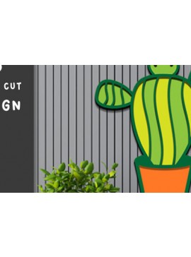 Intra απο ξύλο plywood 3mm-4mm πάχος Αυτοκόλλητο τοίχου με 3d ed Cactus Cut  Δίασταση 40x40 cm INTRAFABR-68736015