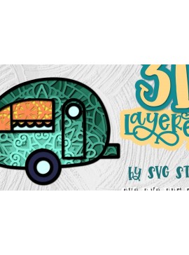 Σετ των 2 Intra απο ξύλο plywood 3mm-4mm πάχος Σχεδίαση 3D Layered Camper Δίασταση 30x20 cm INTRAFABR-34958266