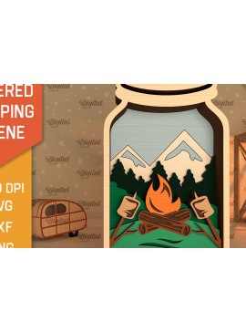 Intra απο ξύλο plywood 3mm-4mm πάχος με 3D Layered Scene Camping Δίασταση 30x20 cm INTRAFABR-95174335