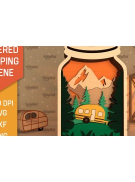 Intra απο ξύλο plywood 3mm-4mm πάχος με 3D Layered Scene Camping Δίασταση 30x20 cm INTRAFABR-95174286