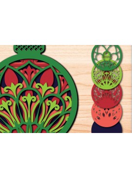 Σετ των 3 Intra απο ξύλο plywood 3mm-4mm πάχος Τρισδιάστατα χριστουγεννιάτικα στολίδια Δίασταση 8x8 cm INTRAFABR-75478992