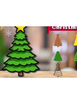 Intra απο ξύλο plywood 3mm-4mm πάχος Τρισδιάστατο χριστουγεννιάτικο δέντρο με στρώματα Δίασταση 30x20 cm INTRAFABR-82335188