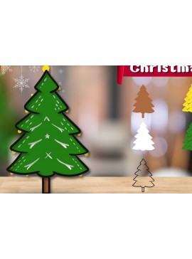 Σετ των 2 Intra απο ξύλο plywood 3mm-4mm πάχος Τρισδιάστατο χριστουγεννιάτικο δέντρο με στρώματα Δίασταση 30x20 cm INTRAFABR-82678755