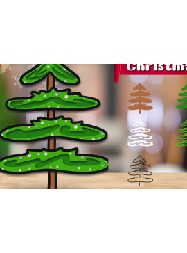 Σετ των 2 Intra απο ξύλο plywood 3mm-4mm πάχος Τρισδιάστατο χριστουγεννιάτικο δέντρο με στρώματα Δίασταση 30x20 cm INTRAFABR-82679231