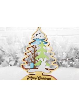 Σετ των 3 Intra απο ξύλο plywood 3mm-4mm πάχος Χριστουγεννιάτικο δέντρο με 3D στρώματα | Διακοπές |CNC Δίασταση 15x15 cm INTRAFABR-105596643