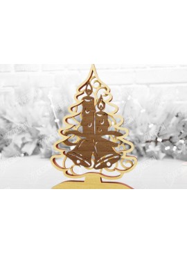 Σετ των 2 Intra απο ξύλο plywood 3mm-4mm πάχος Χριστουγεννιάτικο δέντρο με 3D στρώματα | Διακοπές |CNC Δίασταση 15x15 cm INTRAFABR-105596814