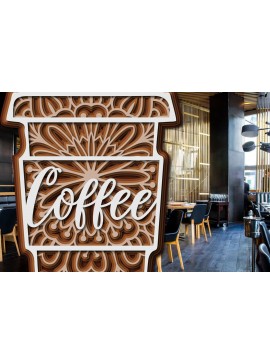 Σετ των 2 Intra απο ξύλο plywood 3mm-4mm πάχος 3D Layered Coffee Cup Δίασταση 15x15 cm INTRAFABR-25608054