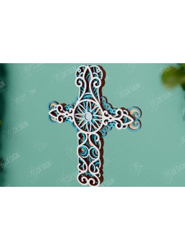 Σετ των 2 Intra απο ξύλο plywood 3mm-4mm πάχος 3D Layered Cross | Χριστιανικό σύμβολο |CNC Δίασταση 30x20 cm INTRAFABR-110184239