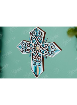 Σετ των 2 Intra απο ξύλο plywood 3mm-4mm πάχος 3D Layered Cross | Χριστιανικό σύμβολο |CNC Δίασταση 30x20 cm INTRAFABR-110184253