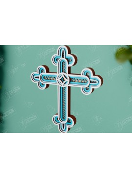Σετ των 2 Intra απο ξύλο plywood 3mm-4mm πάχος 3D Layered Cross | Χριστιανικό σύμβολο |CNC Δίασταση 30x20 cm INTRAFABR-110184259