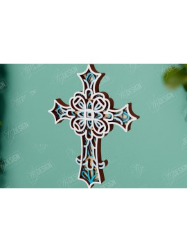 Σετ των 2 Intra απο ξύλο plywood 3mm-4mm πάχος 3D Layered Cross | Χριστιανικό σύμβολο |CNC Δίασταση 30x20 cm INTRAFABR-110184393