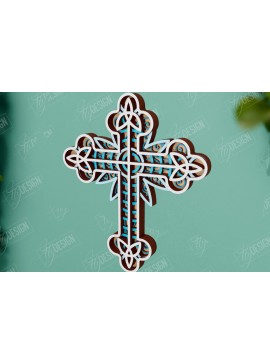 Σετ των 2 Intra απο ξύλο plywood 3mm-4mm πάχος 3D Layered Cross | Χριστιανικό σύμβολο |CNC Δίασταση 30x20 cm INTRAFABR-110184438