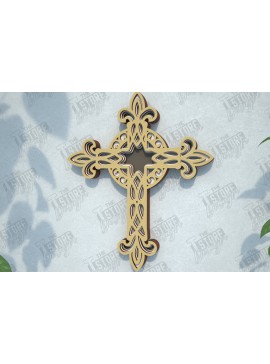 Σετ των 2 Intra απο ξύλο plywood 3mm-4mm πάχος 3D Layered Cross | Χριστιανικό σύμβολο |CNC Δίασταση 30x20 cm INTRAFABR-108317963