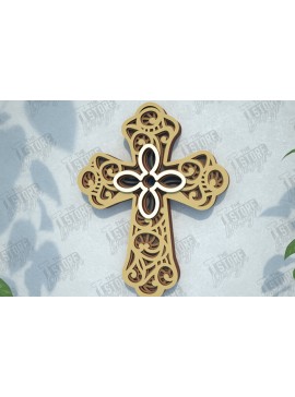Intra απο ξύλο plywood 3mm-4mm πάχος 3D Layered Cross | Χριστιανικό σύμβολο |CNC Δίασταση 30x20 cm INTRAFABR-108318029