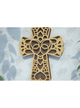 Σετ των 2 Intra απο ξύλο plywood 3mm-4mm πάχος 3D Layered Cross | Χριστιανικό σύμβολο |CNC Δίασταση 30x20 cm INTRAFABR-108318057