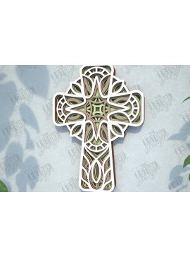 Σετ των 2 Intra απο ξύλο plywood 3mm-4mm πάχος 3D Layered Cross | Χριστιανικό σύμβολο |CNC Δίασταση 30x20 cm INTRAFABR-108318102