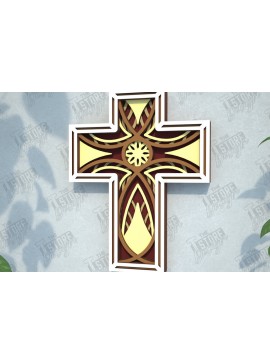 Intra απο ξύλο plywood 3mm-4mm πάχος 3D Layered Cross | Χριστιανικό σύμβολο |CNC Δίασταση 30x20 cm INTRAFABR-108318137