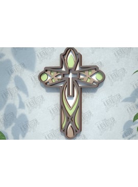 Σετ των 2 Intra απο ξύλο plywood 3mm-4mm πάχος 3D Layered Cross | Χριστιανικό σύμβολο |CNC Δίασταση 30x20 cm INTRAFABR-108318196