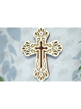 Intra απο ξύλο plywood 3mm-4mm πάχος 3D Layered Cross | Χριστιανικό σύμβολο |CNC Δίασταση 30x20 cm INTRAFABR-108317909