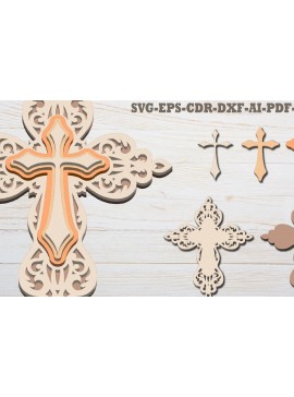 Σετ των 2 Intra απο ξύλο plywood 3mm-4mm πάχος Πρότυπο τρισδιάστατου σταυρού EPS Δίασταση 30x20 cm INTRAFABR-113256075