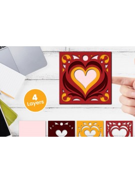 Σετ των 2 Intra απο ξύλο plywood 3mm-4mm πάχος Διακοσμητικό χαρτί καρδιών με 3D στρώματα Δίασταση 12x12 cm INTRAFABR-123681627
