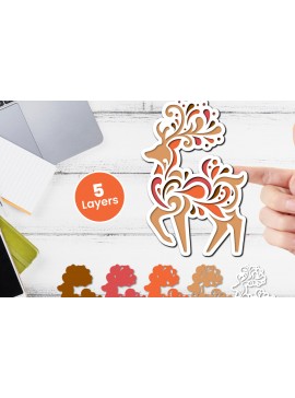 Σετ των 2 Intra απο ξύλο plywood 3mm-4mm πάχος Τρισδιάστατη κοπή χαρτιού ελαφιού Δίασταση 12x12 cm INTRAFABR-117773430