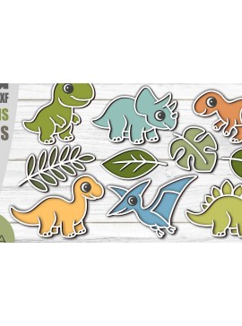 Σετ των 3 Intra απο ξύλο plywood 3mm-4mm πάχος 3D Layered Dinosaur  Cut  Δίασταση 4x4 cm INTRAFABR-124463758