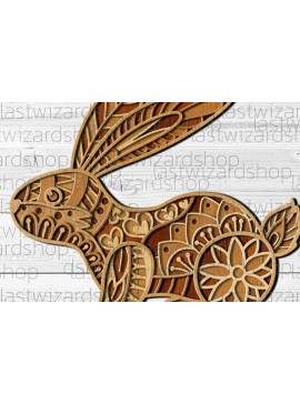 Σετ των 2 Intra απο ξύλο plywood 3mm-4mm πάχος 3D Layered Easter Baby Bunny Δίασταση 30x30 cm INTRAFABR-24963777