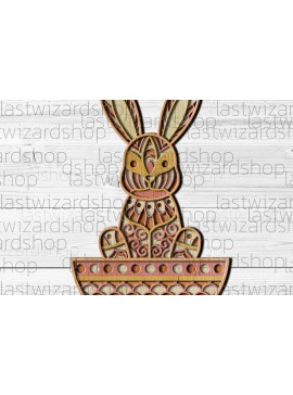 Σετ των 2 Intra απο ξύλο plywood 3mm-4mm πάχος 3D Layered Easter Bunny Πασχαλινό αυγό Δίασταση 30x30 cm INTRAFABR-24963725
