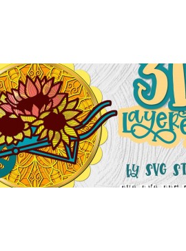 Σετ των 2 Intra απο ξύλο plywood 3mm-4mm πάχος 3D Layered Easter Design Sunflowers Δίασταση 15x15 cm INTRAFABR-35014969