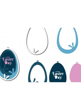 Σετ των 3 Intra απο ξύλο plywood 3mm-4mm πάχος Πασχαλινό σκουλαρίκι αυγό με 3D στρώματα Δίασταση 3x3 cm INTRAFABR-62440547